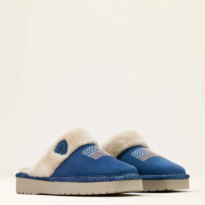 Women Slippers Ariat Jackie Square Toe Stack Slipper Blue Women Slippers Ariat Jackie Square Toe Stack Slipper Blue