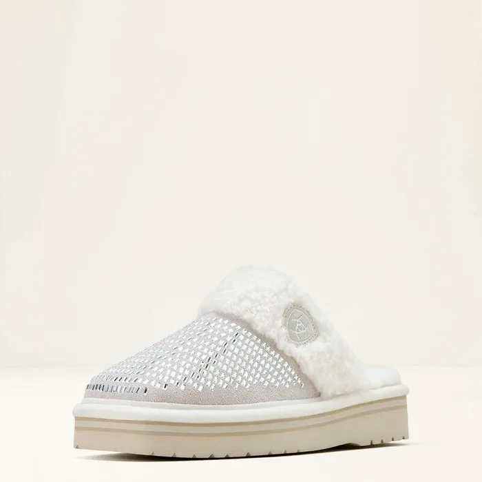 Women Slippers Ariat Jackie Square Toe Stack Slipper White
