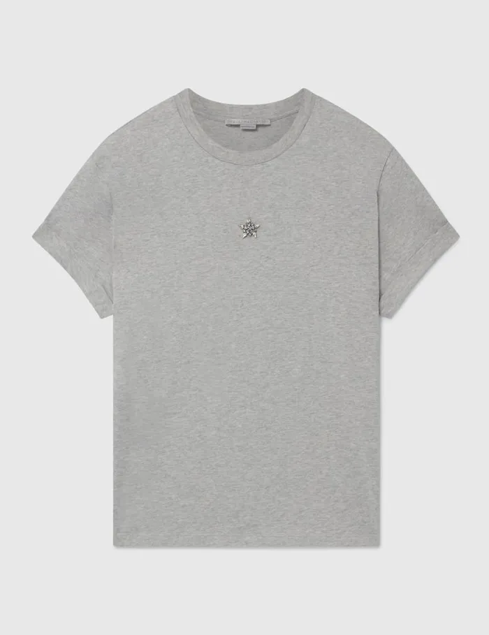 Women Star Boxy TShirt Grey Melange Stella McCartney Shirts And Tops