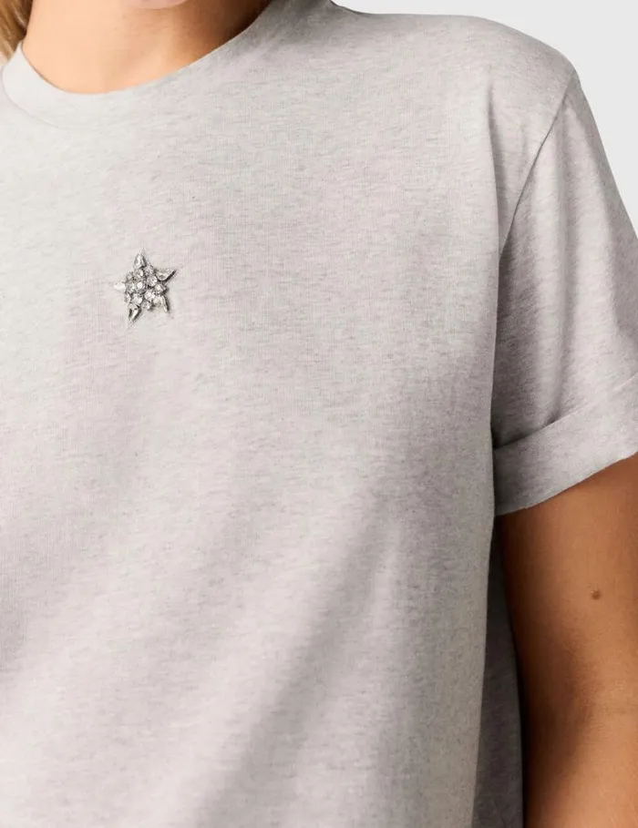 Women Star Boxy TShirt Grey Melange Stella McCartney Shirts And Tops Women Star Boxy TShirt Grey Melange Stella McCartney Shirts And Tops