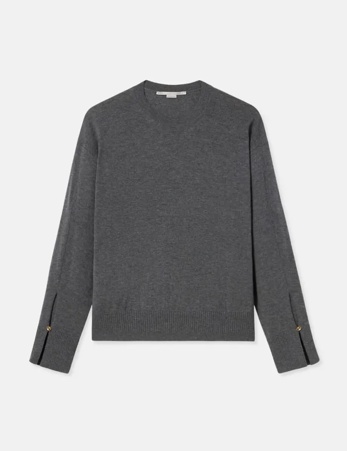 Women Stella Iconics Split Cuff Jumper Grey Stella McCartney Knitwear