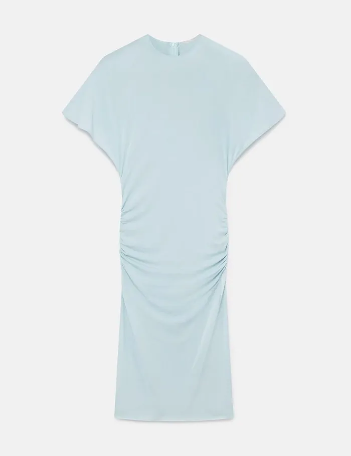 Women Strong Shoulder ShortSleeve Midi Dress Light Blue Stella McCartney Dresses