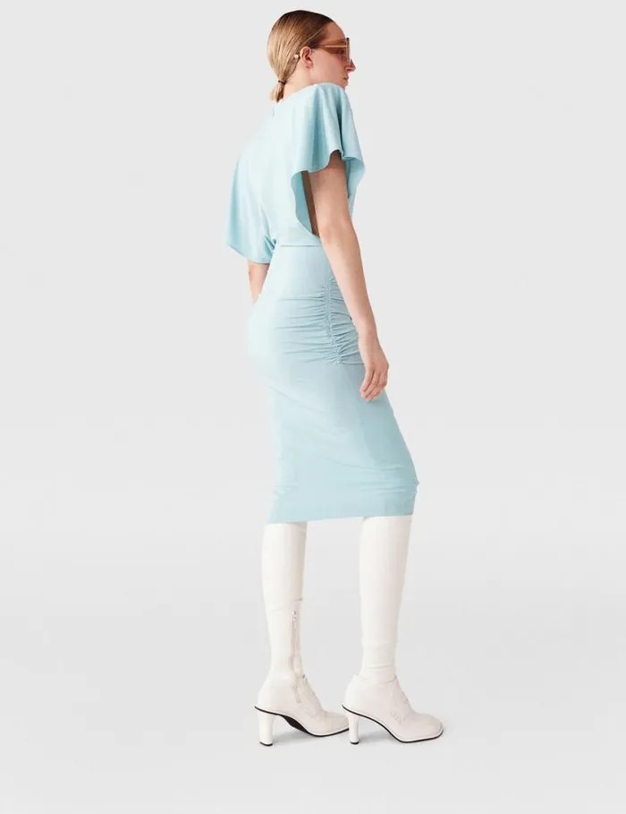 Women Strong Shoulder ShortSleeve Midi Dress Light Blue Stella McCartney Dresses