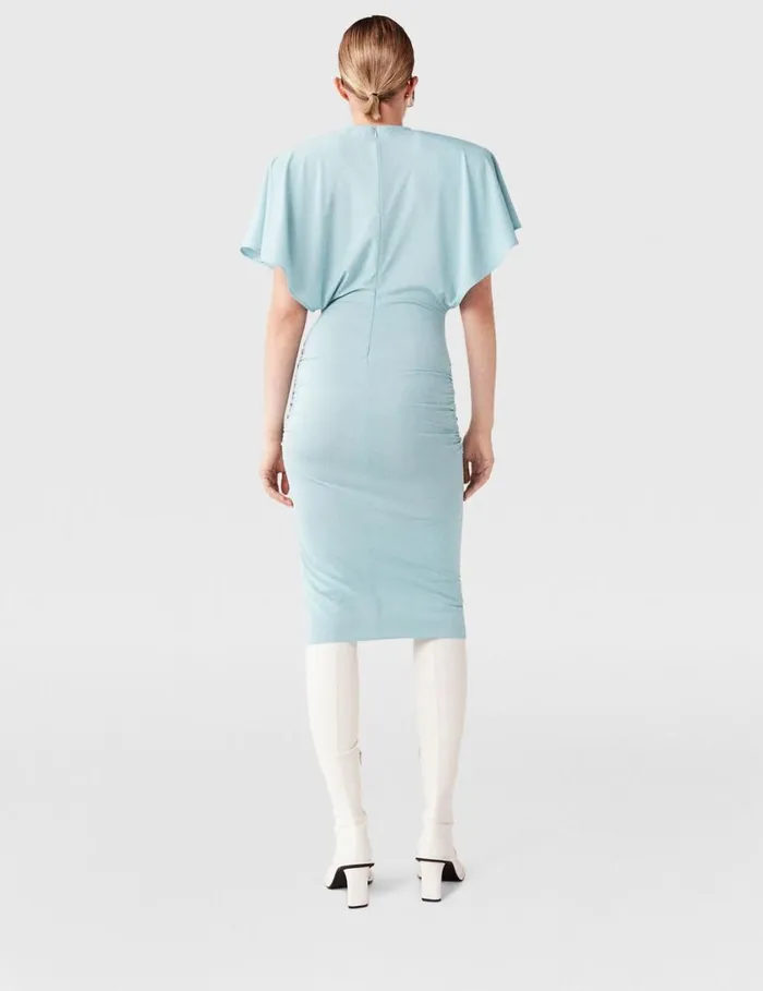 Women Strong Shoulder ShortSleeve Midi Dress Light Blue Stella McCartney Dresses