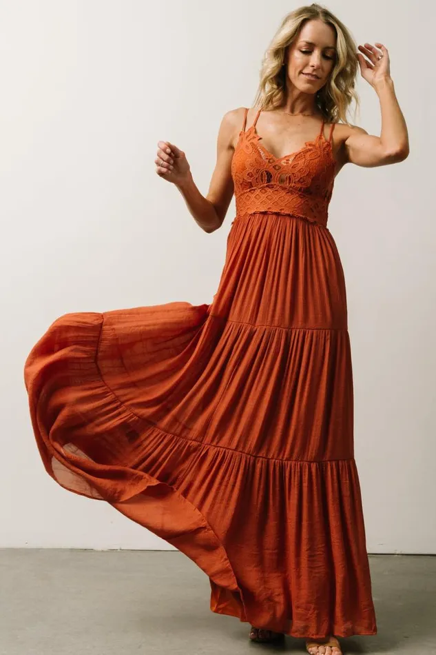 Women Summerlin Lace Top Maxi Dress Rust Baltic Born Maxi Dresses
