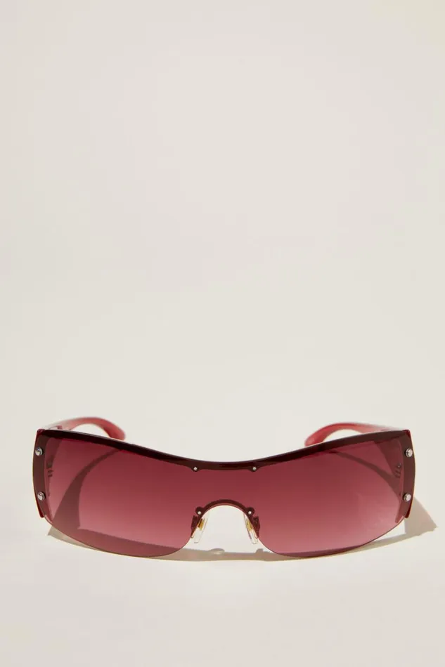 Women Sunglasses Cotton On Simi Shield Sunglasses Berry Gradient