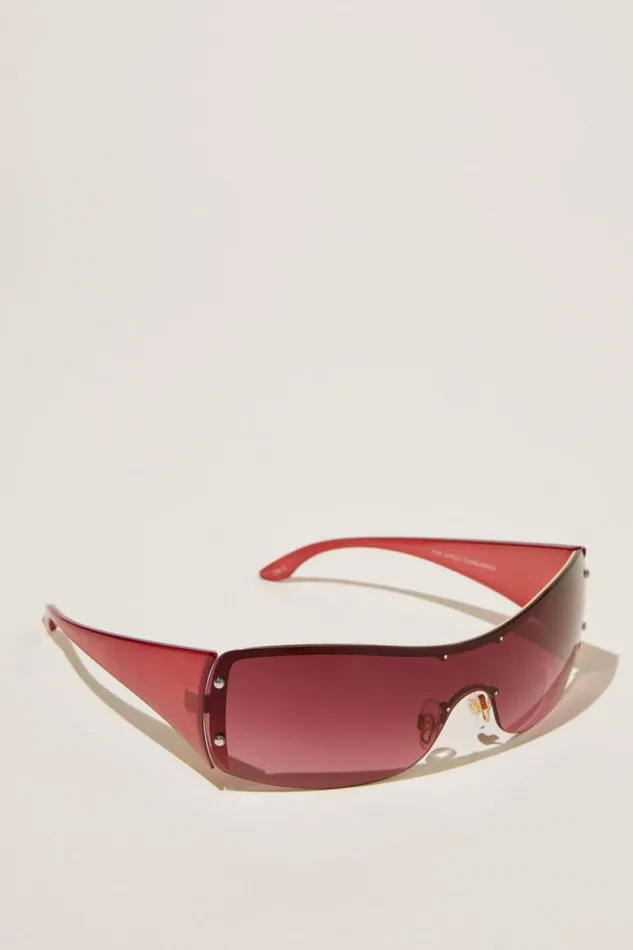 Women Sunglasses Cotton On Simi Shield Sunglasses Berry Gradient