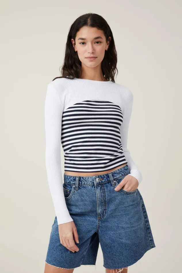 Women Sweaters and Cardigans Cotton On Rib Pullover Shrug White