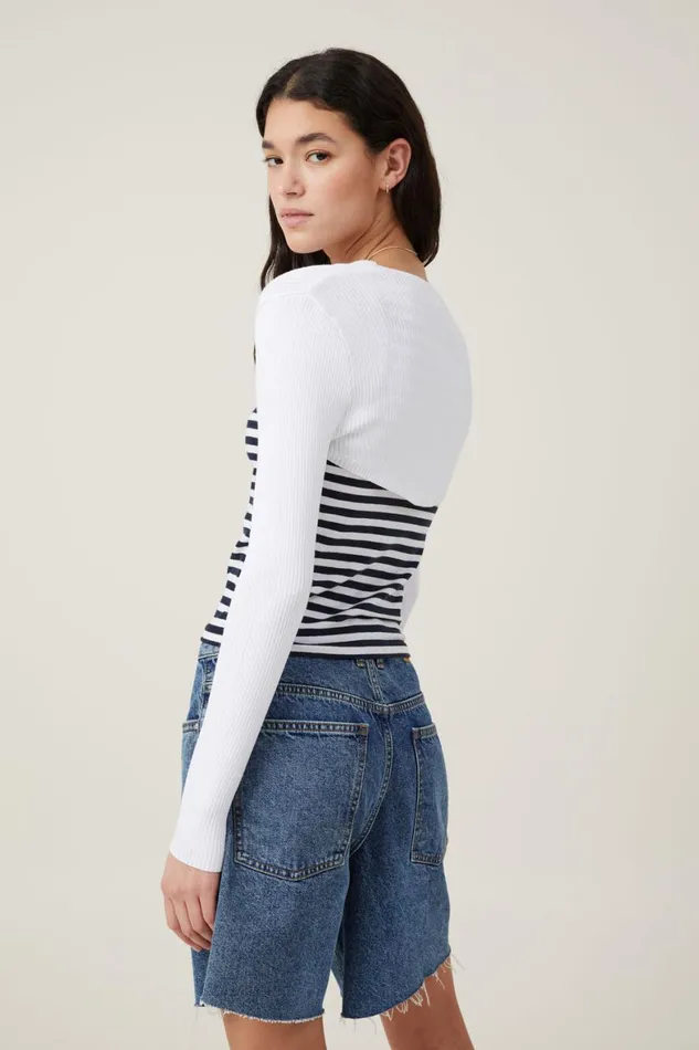 Women Sweaters and Cardigans Cotton On Rib Pullover Shrug White Women Sweaters and Cardigans Cotton On Rib Pullover Shrug White
