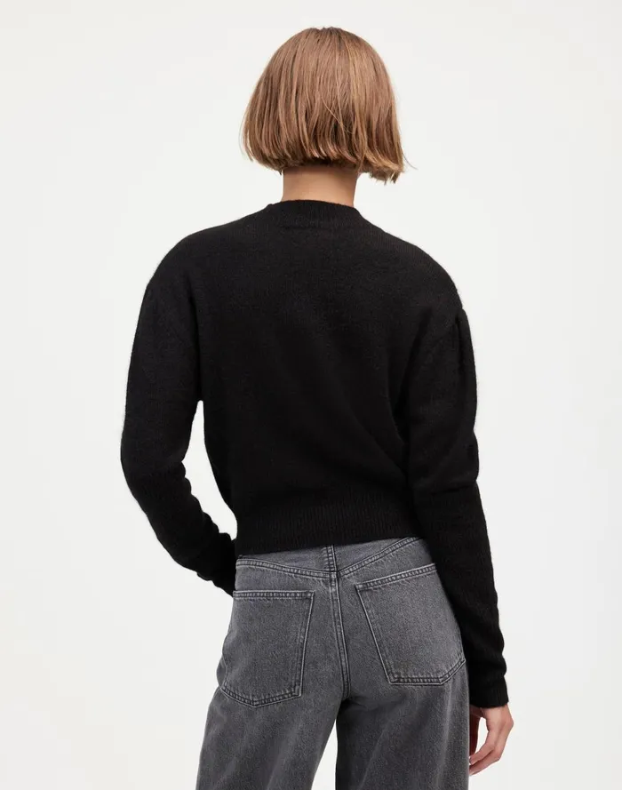 Women Sweaters Madewell AlpacaBlend Mockneck Puff Sleeve Sweater True Black