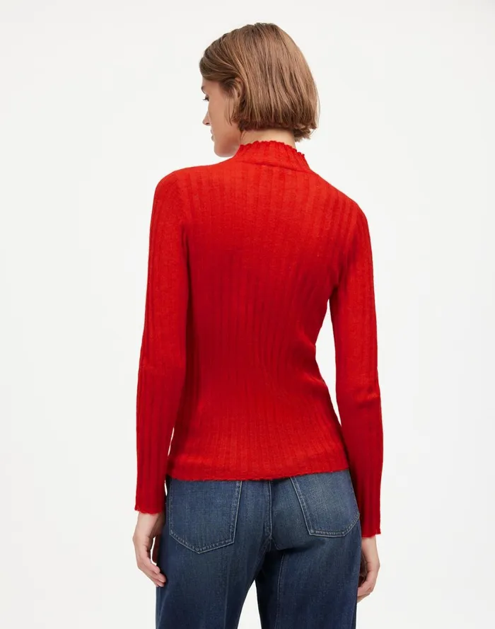Women Sweaters Madewell AlpacaBlend Mockneck Sweater Bright Cherry