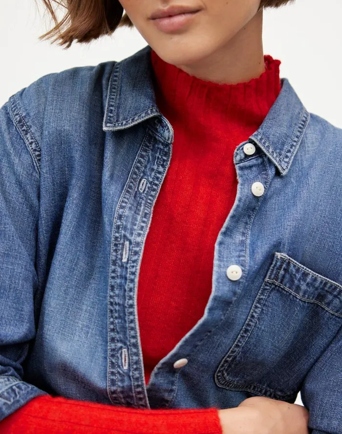 Women Sweaters Madewell AlpacaBlend Mockneck Sweater Bright Cherry
