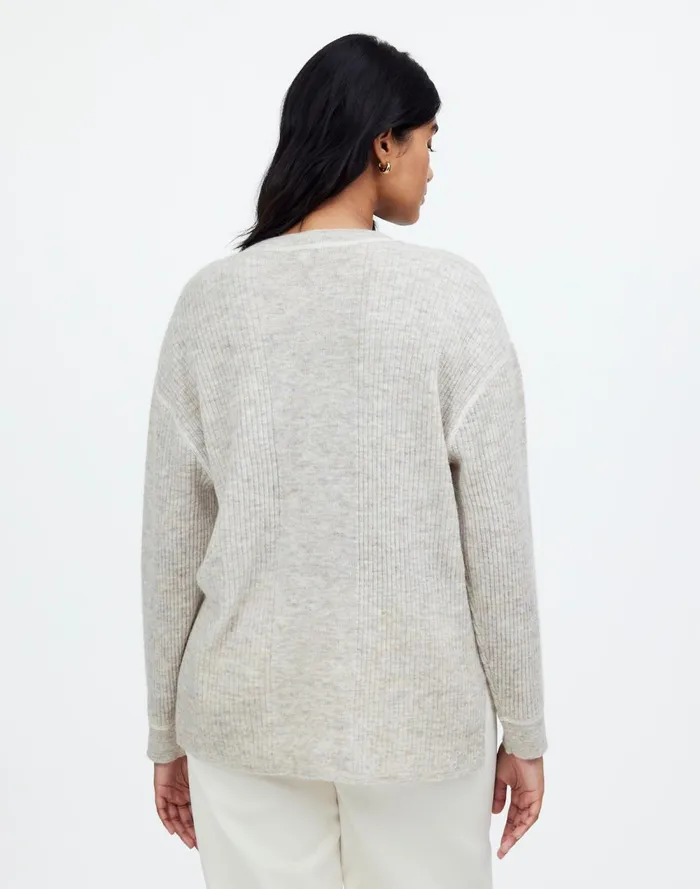 Women Sweaters Madewell Plus Ribbed AlpacaBlend Crewneck Sweater Hthr Stone