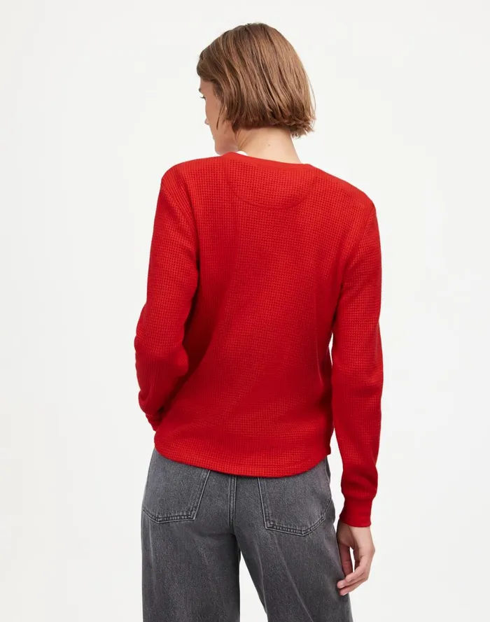 Women Sweaters Madewell WaffleKnit Raglan Tee Bright Cherry