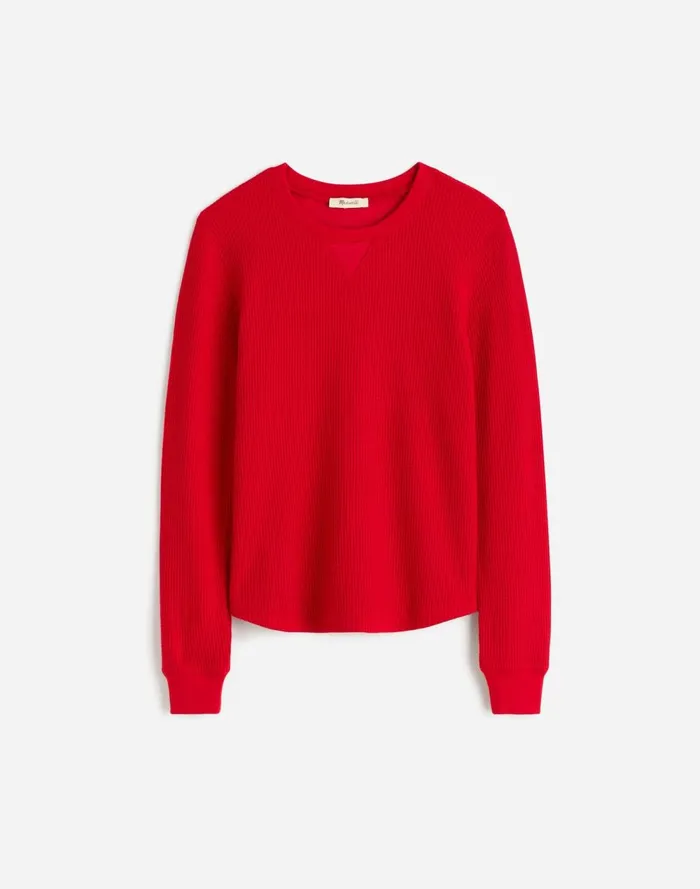 Women Sweaters Madewell WaffleKnit Raglan Tee Bright Cherry