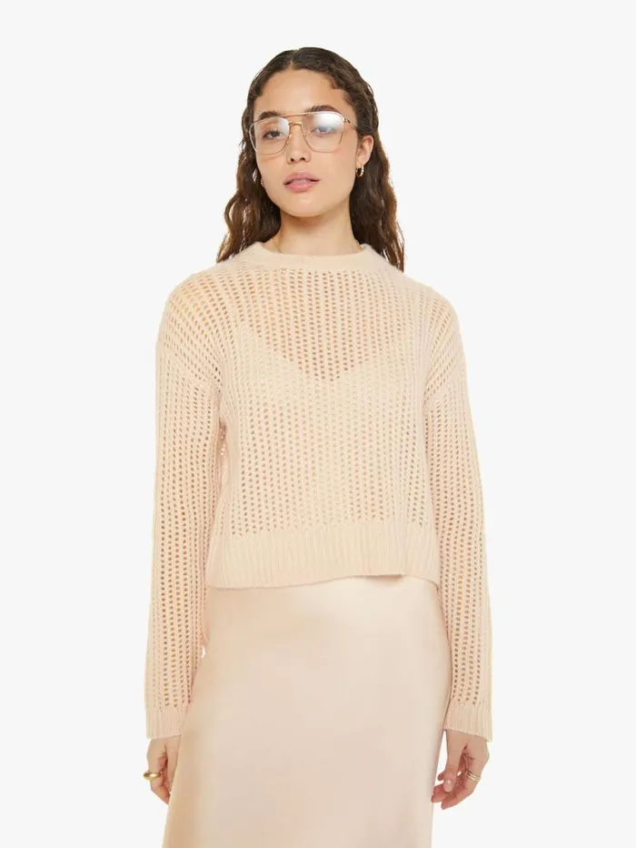 Women Sweaters Mother Denim Marci Long Relaxed Crewneck Mallow