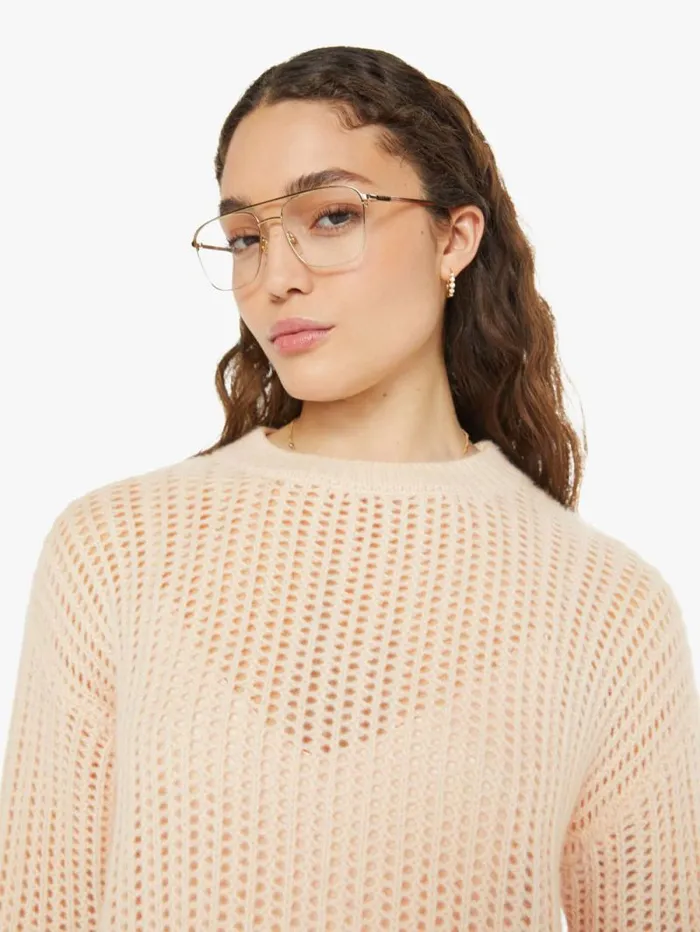 Women Sweaters Mother Denim Marci Long Relaxed Crewneck Mallow