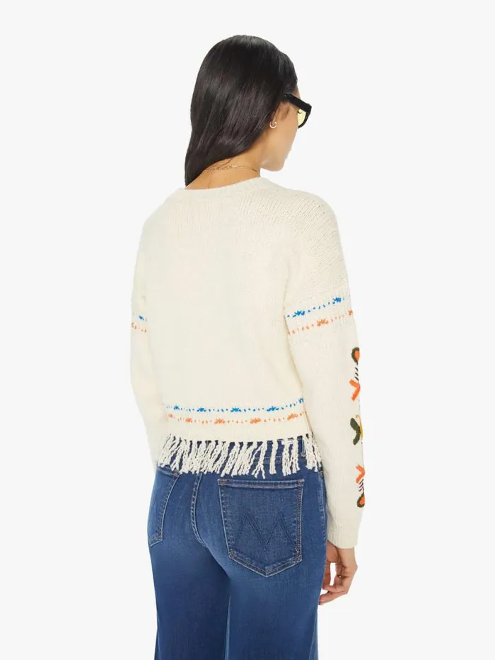 Women Sweaters Mother Denim The Itsy Jumper Fringe White natural
