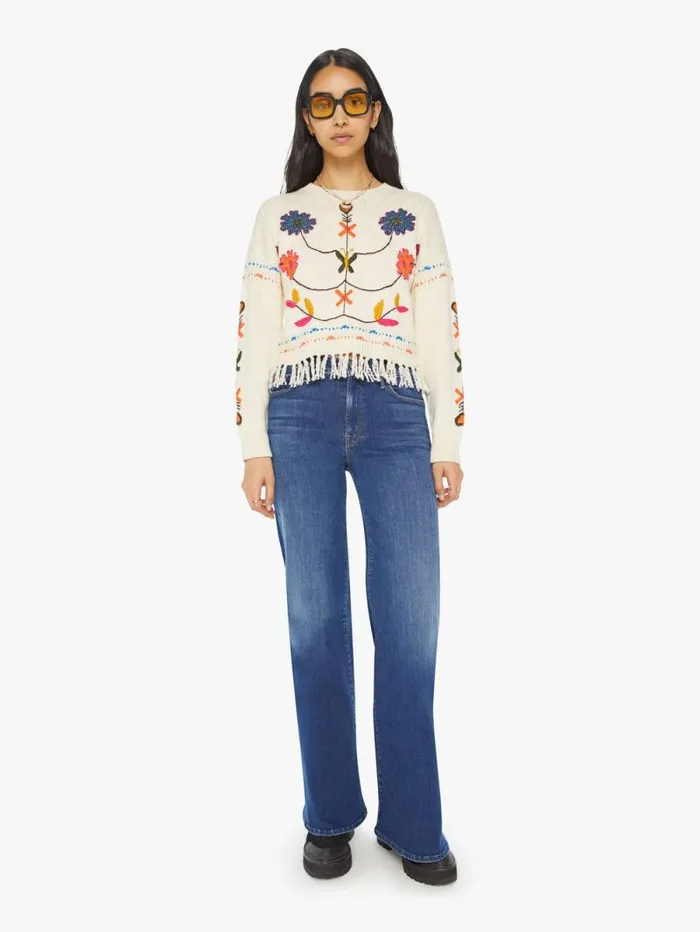 Women Sweaters Mother Denim The Itsy Jumper Fringe White natural