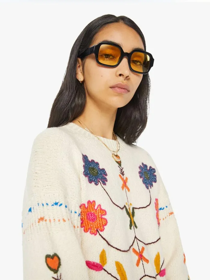 Women Sweaters Mother Denim The Itsy Jumper Fringe White natural