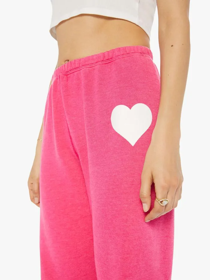Women Sweatpants Mother Denim Heart Sweatpants Pink bright
