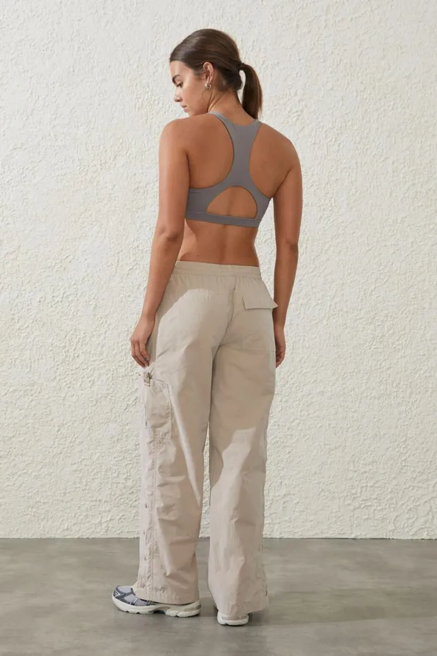 Women Sweats and Hoodies Cotton On Active Woven Snap Pant White Pepper