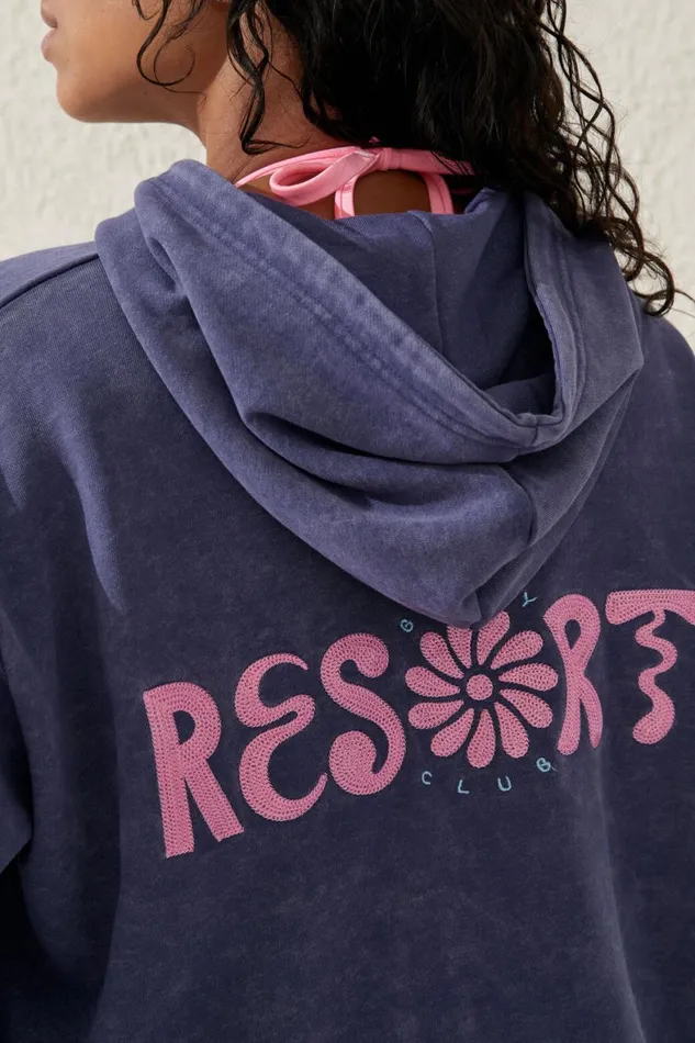 Women Sweats and Hoodies Cotton On Beach Fleece Hoodie Washed Indigoresort Club