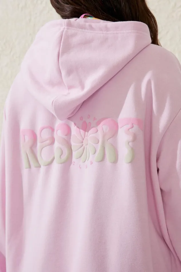 Women Sweats and Hoodies Cotton On Beach Fleece Hoodie Washed Neon Crushresort Club