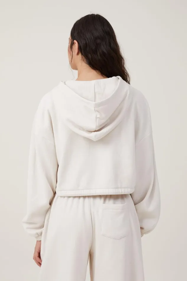 Women Sweats and Hoodies Cotton On Fleece Lounge Cropped Hoodie Bircher
