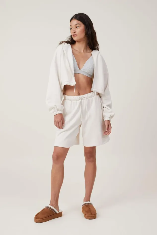Women Sweats and Hoodies Cotton On Fleece Lounge Cropped Hoodie Bircher