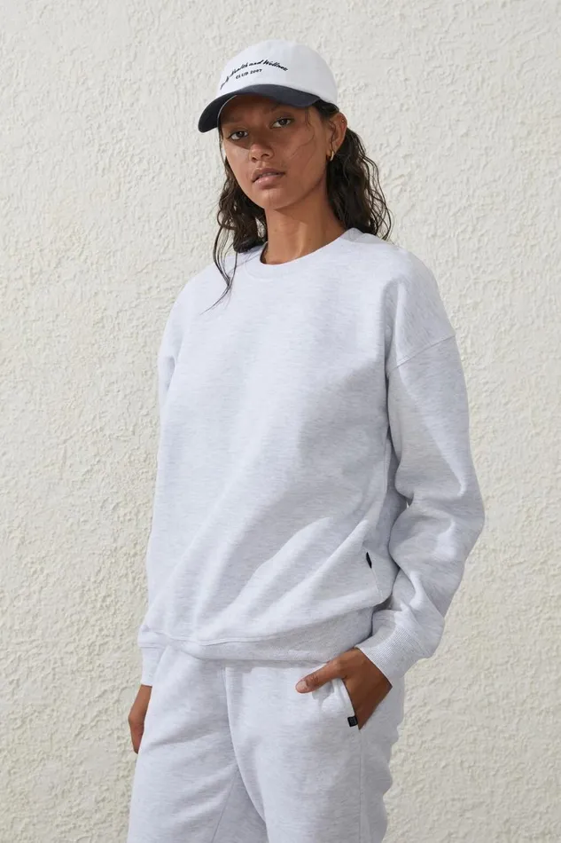 Women Sweats and Hoodies Cotton On Plush Essential Crew Jumper Cloudy Grey Marle