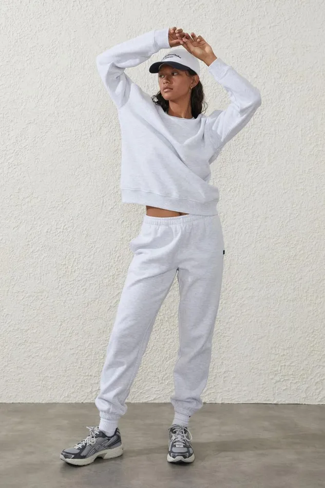 Women Sweats and Hoodies Cotton On Plush Essential Crew Jumper Cloudy Grey Marle
