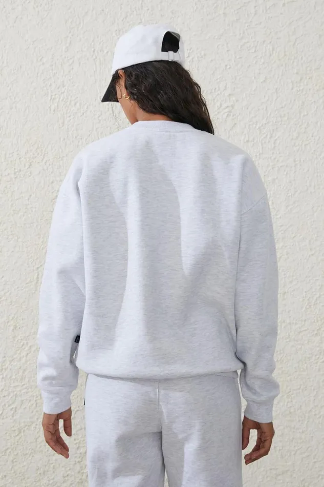 Women Sweats and Hoodies Cotton On Plush Essential Crew Jumper Cloudy Grey Marle