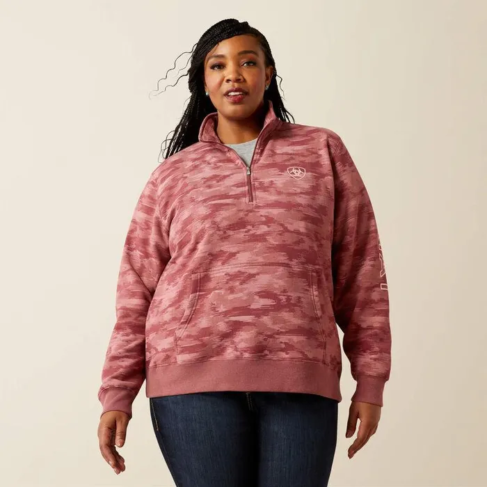 Women Sweatshirts and Hoodies Ariat Logo 12 Zip Sweatshirt Mauve Blur Print Women Sweatshirts and Hoodies Ariat Logo 12 Zip Sweatshirt Mauve Blur Print