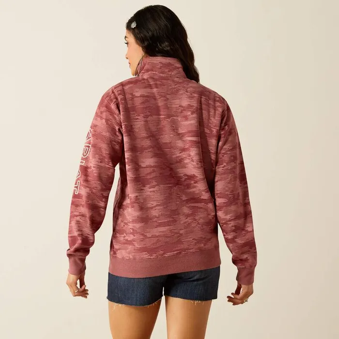 Women Sweatshirts and Hoodies Ariat Logo 12 Zip Sweatshirt Mauve Blur Print Women Sweatshirts and Hoodies Ariat Logo 12 Zip Sweatshirt Mauve Blur Print