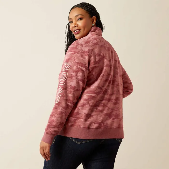 Women Sweatshirts and Hoodies Ariat Logo 12 Zip Sweatshirt Mauve Blur Print Women Sweatshirts and Hoodies Ariat Logo 12 Zip Sweatshirt Mauve Blur Print