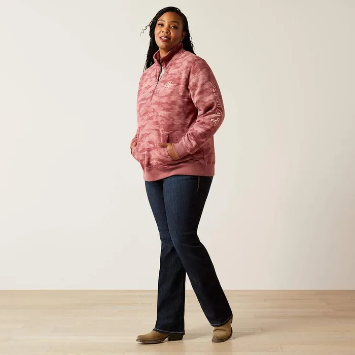 Women Sweatshirts and Hoodies Ariat Logo 12 Zip Sweatshirt Mauve Blur Print Women Sweatshirts and Hoodies Ariat Logo 12 Zip Sweatshirt Mauve Blur Print