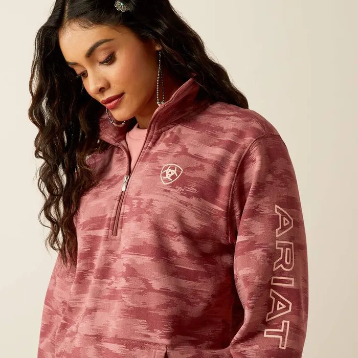 Women Sweatshirts and Hoodies Ariat Logo 12 Zip Sweatshirt Mauve Blur Print Women Sweatshirts and Hoodies Ariat Logo 12 Zip Sweatshirt Mauve Blur Print