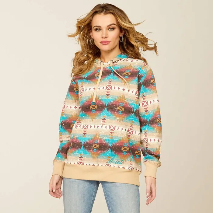 Women Sweatshirts and Hoodies Ariat Lunas Hoodie Serrano Southwest Print