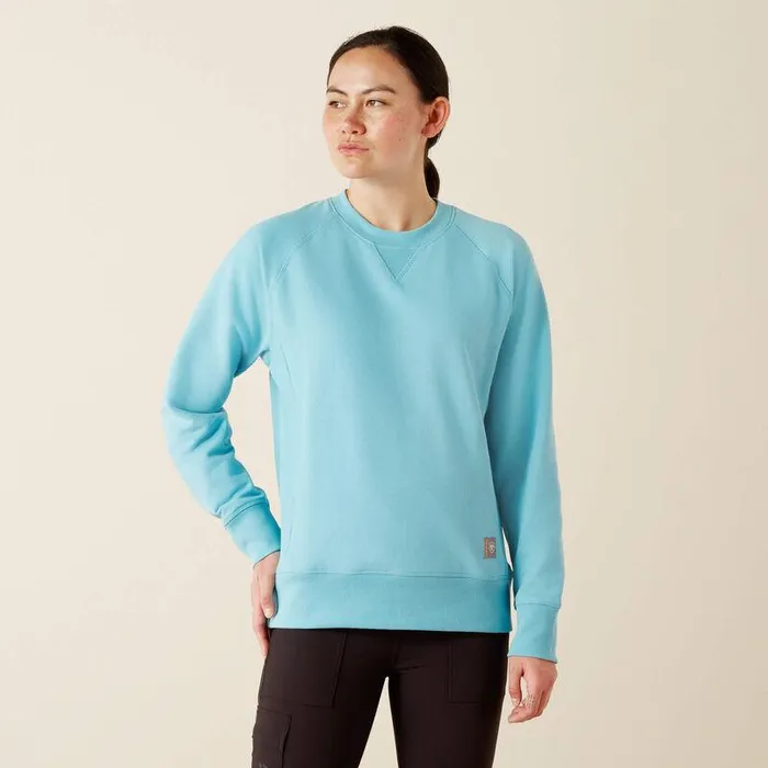 Women Sweatshirts and Hoodies Ariat Rebar Workman Washed Fleece Sweatshirt Milky Blue