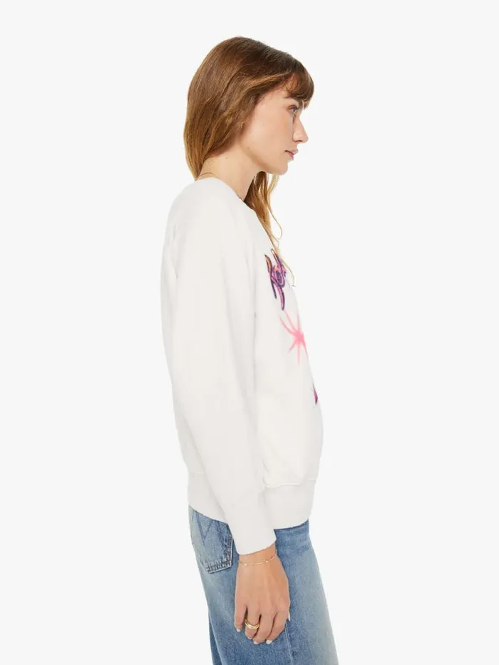 Women Sweatshirts Mother Denim Rolling Stones Airbrush Shrunken Sweatshirt White natural