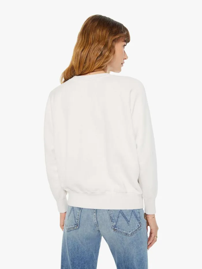 Women Sweatshirts Mother Denim Rolling Stones Airbrush Shrunken Sweatshirt White natural