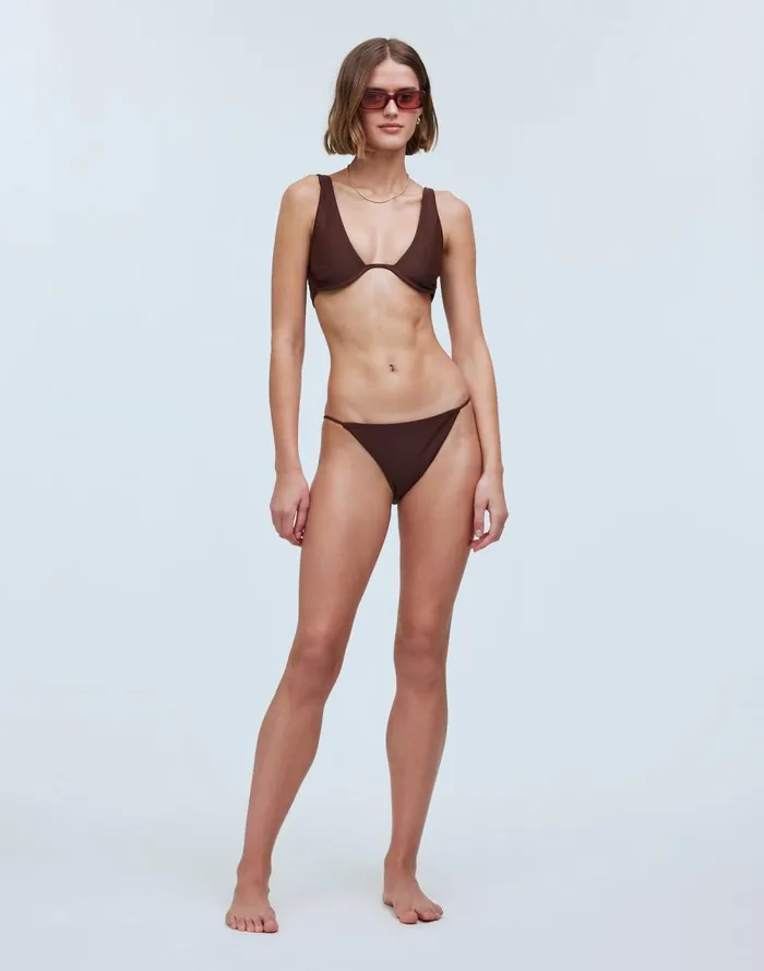 Women Swim Madewell Jade Swim Bare Minimum Bikini Bottom Mocha