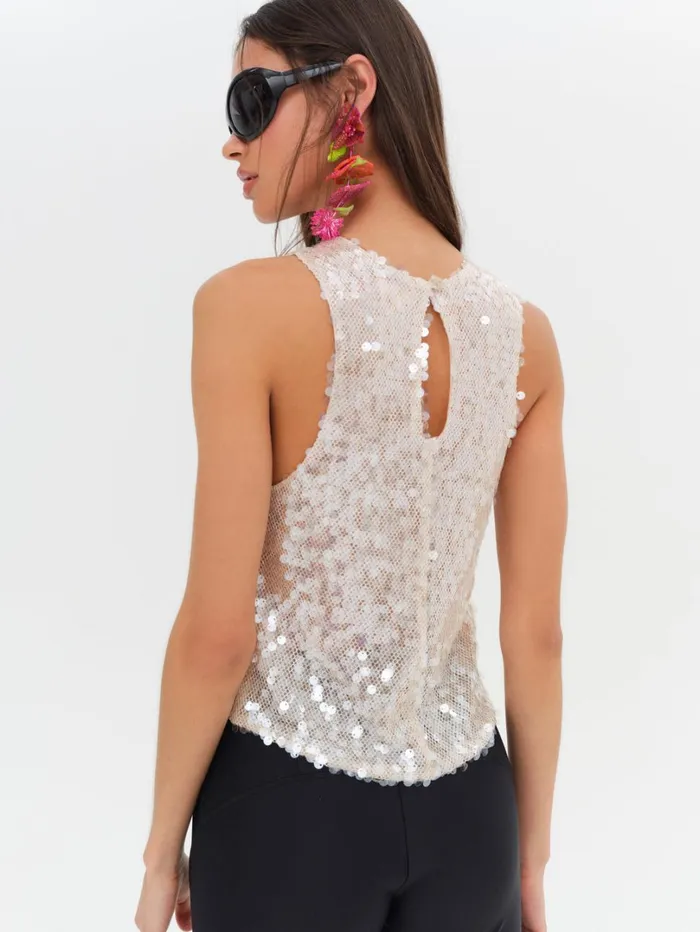 Women Sydney Sequin Top Neutral For Love and Lemons Tops Women Sydney Sequin Top Neutral For Love and Lemons Tops