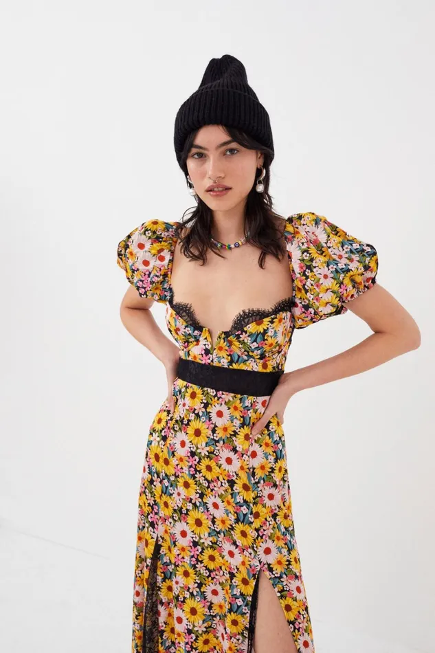 Women Sylvia Maxi Dress Yellow For Love and Lemons Dresses