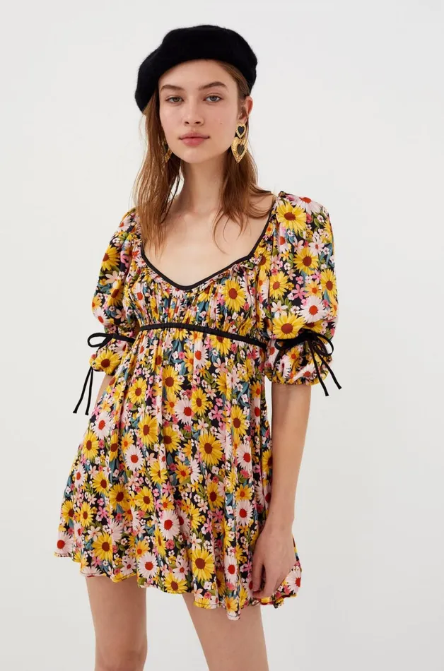 Women Sylvia Mini Dress Yellow For Love and Lemons Dresses