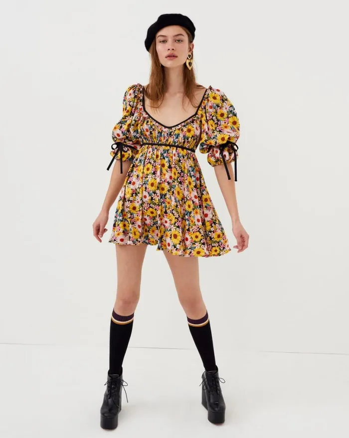 Women Sylvia Mini Dress Yellow For Love and Lemons Dresses Women Sylvia Mini Dress Yellow For Love and Lemons Dresses