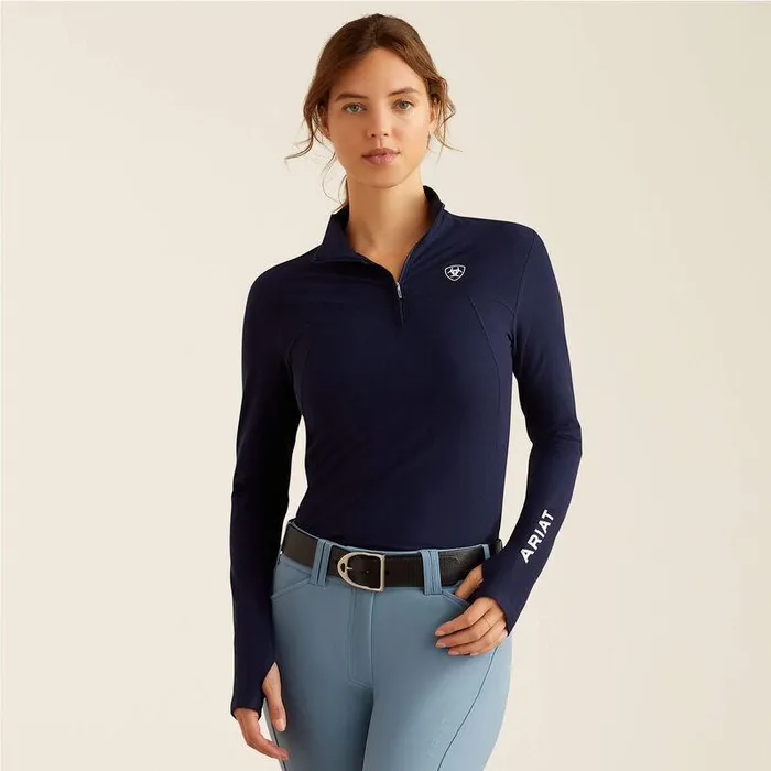 Women TShirts and Tops Ariat Lowell 30 14 Zip Baselayer Navy Eclipse