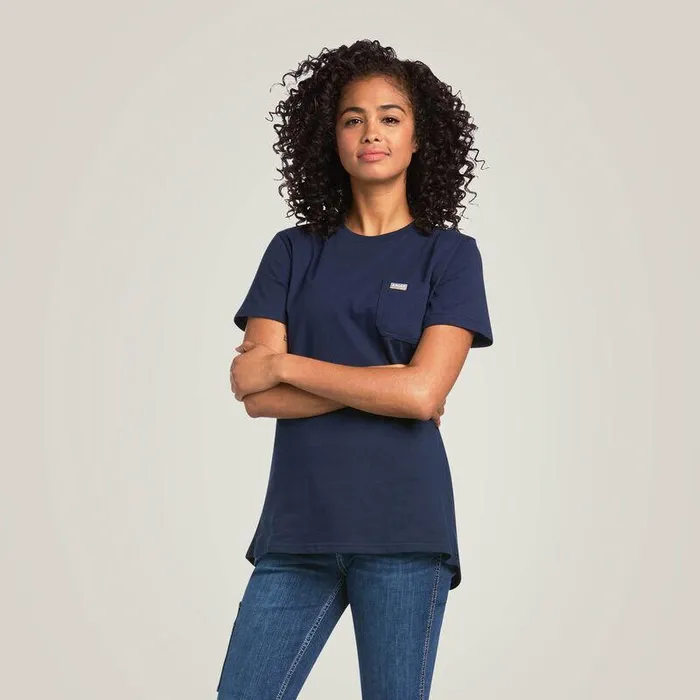 Women TShirts and Tops Ariat Rebar Cotton Strong Navy Eclipse