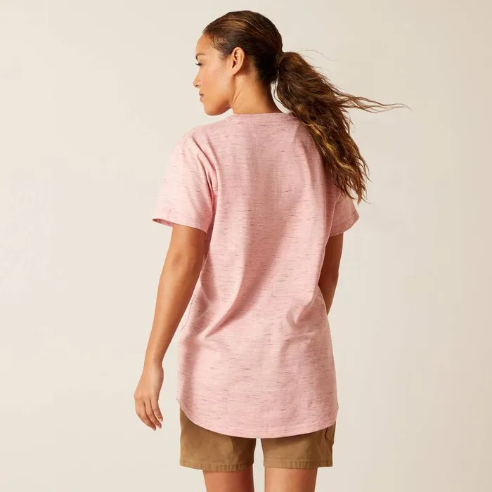 Women TShirts and Tops Ariat Rebar Cotton Strong Space Dyed TShirt Mauveglow Space Dye